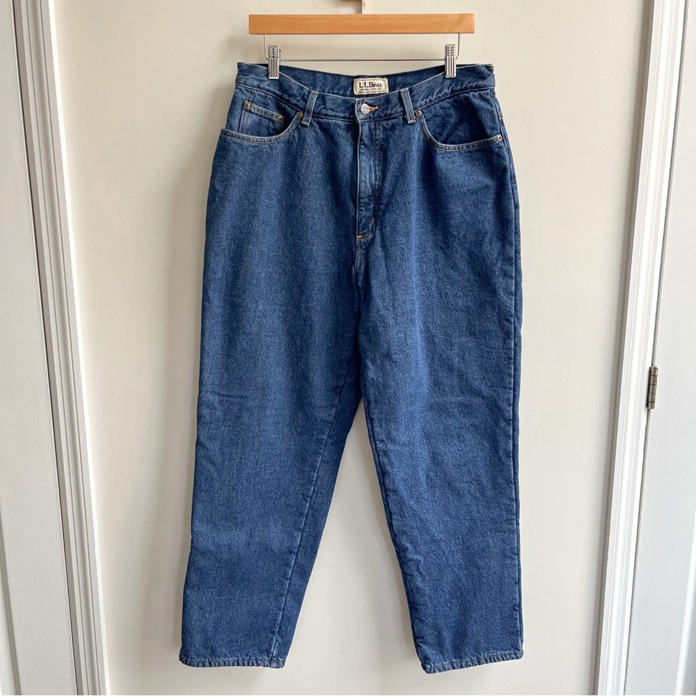 L.L. Bean 1990s Style Original Fit Relaxed Red Fleece Lined Denim Jeans 16